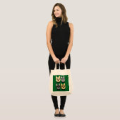 Tote Bag Bouledogues Français Vert (Devant (modèle))