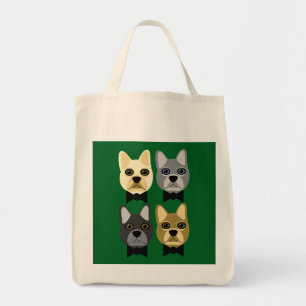 Tote Bag Bouledogues Français Vert