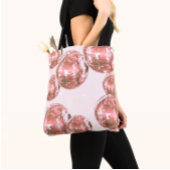 Tote Bag Boules de disco roses, glamour rétro, esthétique f