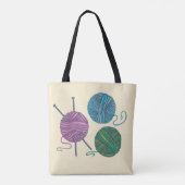 Tote Bag Boules de fils et aiguilles de tricot, personnalis (Dos)