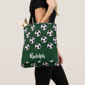 Tote Bag Boules de football motif vert (De près)