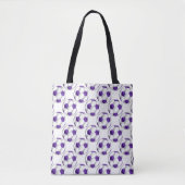 Tote Bag Boules de soccer violettes et blanches avec nom (Devant)