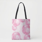 Tote Bag Boules Disco Rose et Etoiles Blanches, Girly Retro (Devant)