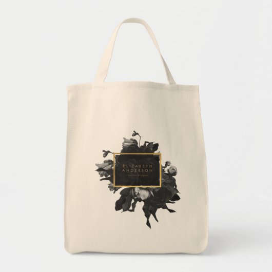Tote Bag Bouquet Black Gold Rose (Devant)