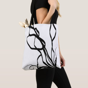 Tote Bag Bouquet Blanc : Abstrait blanc & noir