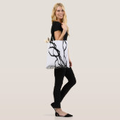 Tote Bag Bouquet Blanc : Abstrait blanc & noir (Sur le modèle)