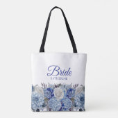 Tote Bag Bouquet-Bride-Fleur bleu aquarelle (Dos)