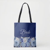 Tote Bag Bouquet-Bride-Fleur bleu aquarelle (Devant)