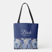 Tote Bag Bouquet-Bride-Fleur bleu aquarelle (Dos)