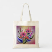 Tote Bag Bouquet d'aquarelle, Arrière - plan coloré (Dos)