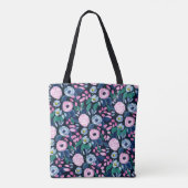 Tote Bag Bouquet d'aquarelle bleu marine rose (Dos)
