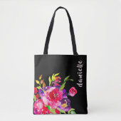 Tote Bag Bouquet D'Aquarelle Chic Violet Et Rose Floral (Devant)