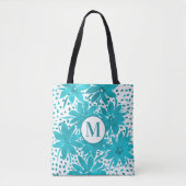 Tote Bag Bouquet d'aquarelle Monogram Turquoise Daisy (Devant)