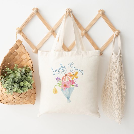Tote Bag Bouquet d'aquarelle Whimsical cultivé localement