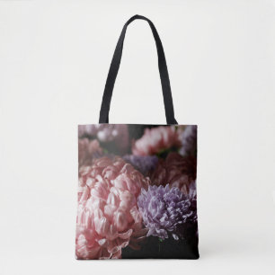 Tote Bag Bouquet d'aster rose : éclairage baroque.