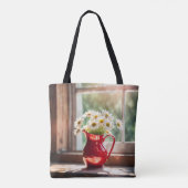 Tote Bag Bouquet De Faisceau Blanc En Pitcher Rouge (Dos)