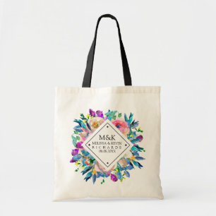 Tote Bag Bouquet de fleurs aux aquarelles colorées