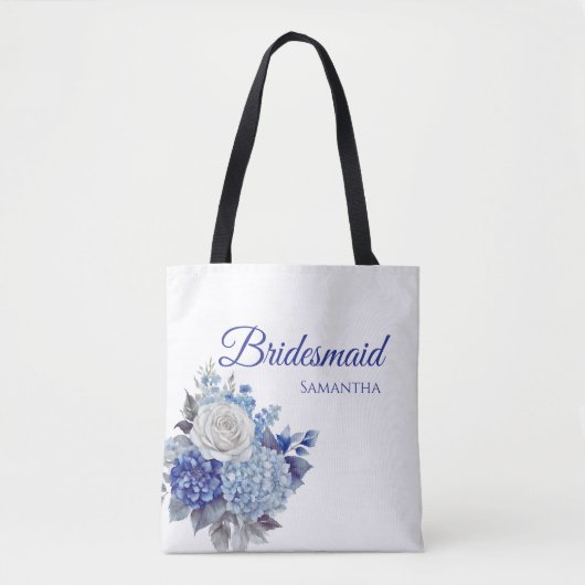 Tote Bag Bouquet de fleurs bleues à l'aquarelle - Cadeau de (Devant)