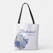 Tote Bag Bouquet de fleurs bleues à l'aquarelle - Cadeau de (Dos)