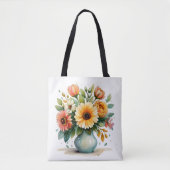 Tote Bag Bouquet de fleurs d'aquarelle (Devant)