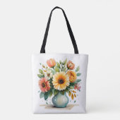 Tote Bag Bouquet de fleurs d'aquarelle (Dos)