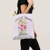 Tote Bag Bouquet de fleurs d'aquarelle Maid of Honor Mariag (De près)