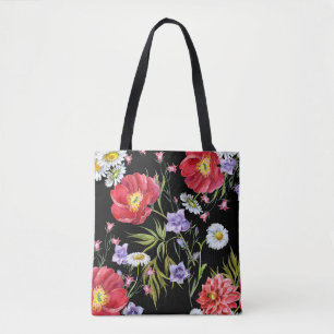 Tote Bag Bouquet de fleurs d'aquarelle : Motif sans couture