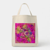 Tote Bag Bouquet de fleurs d'aquarelle sur framboise rose (Dos)
