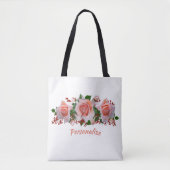 Tote Bag Bouquet de fleurs de baies rouges Personnalisation (Devant)