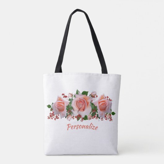 Tote Bag Bouquet de fleurs de baies rouges Personnalisation (Dos)