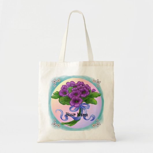 Tote Bag Bouquet de fleurs de violettes (Devant)