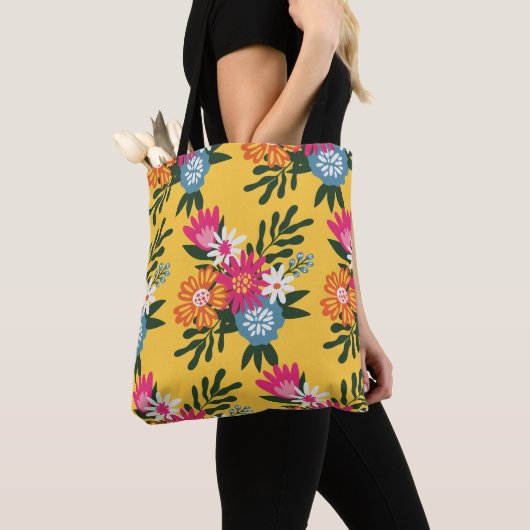 Tote Bag Bouquet de fleurs d'été sur or (De près)