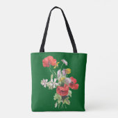 Tote Bag Bouquet de fleurs, fond vert chasseur, (Dos)
