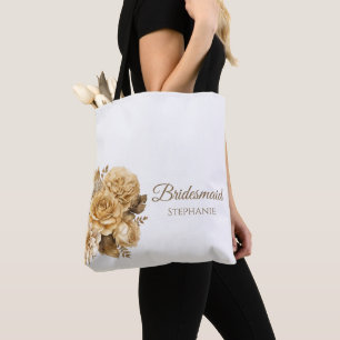 Tote Bag Bouquet de fleurs neutres - Demoiselle d'honneur