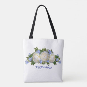 Tote Bag Bouquet de fleurs Plumbago rose élégant Personnali