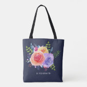 Tote Bag Bouquet de fleurs Rose aquarelle (Dos)