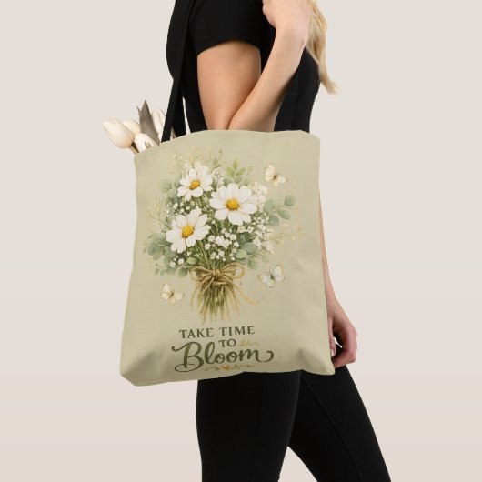 Tote Bag Bouquet de fleurs sauvages blanches (De près)