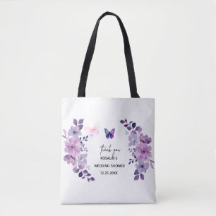 Tote Bag Bouquet de fleurs violettes à l'aquarelle