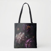 Tote Bag Bouquet de fleurs violettes romantiques foncées (Devant)