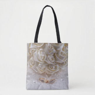 Tote Bag Bouquet de mariage avec anneaux
