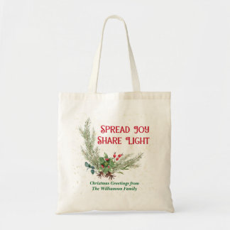 Tote Bag Bouquet de Noël Baies de Houx Aquarelle