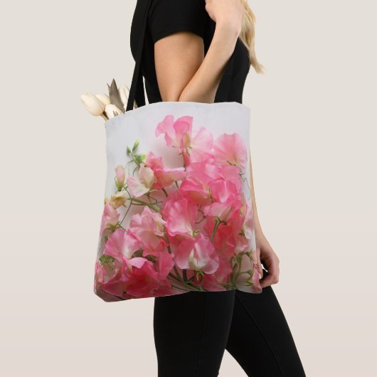 Tote Bag Bouquet de pois rose (De près)