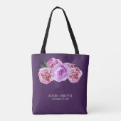 Tote Bag Bouquet de prune violette aquarelle mariage (Dos)