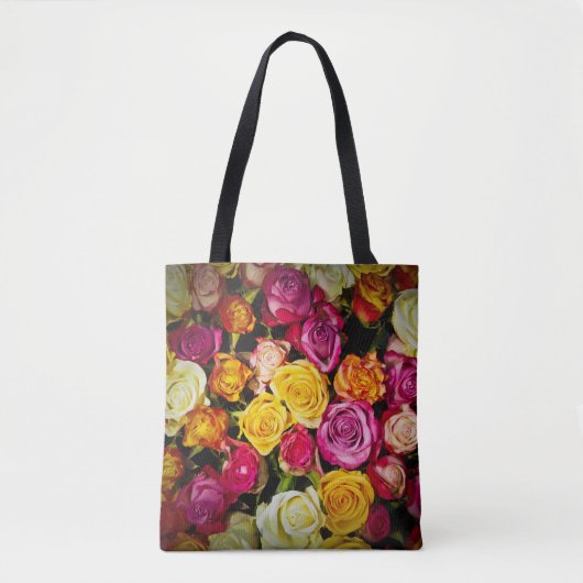 Tote Bag Bouquet De Roses Blanches Rose Jaune Fleurs (Devant)