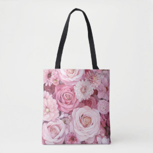 Tote Bag Bouquet de roses roses pastel Art floral   
