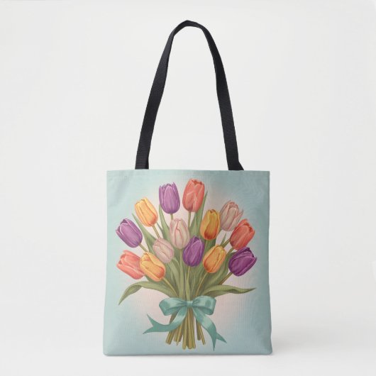 Tote Bag Bouquet de tulipes de printemps (Devant)