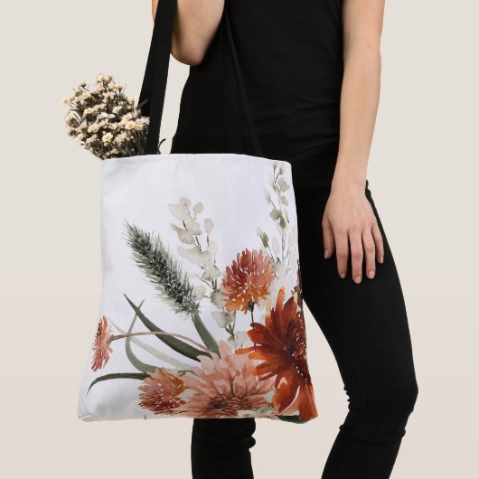 Tote Bag Bouquet floral automnal rustique bohème (De près)