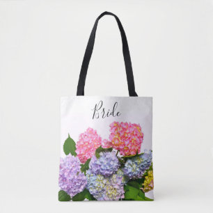 Tote Bag Bouquet floral bleu violet rose élégant Bride