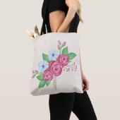 Tote Bag Bouquet floral de fleur d'aquarelle (De près)