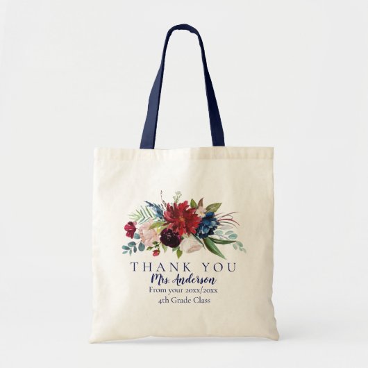Tote Bag Bouquet Floral Enseignant Merci Classe Cadeau (Devant)